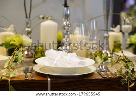 Beautiful elegant table set  for wedding or event party