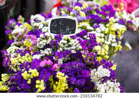 Bouquet of flowers sold in the market in Provence, France
