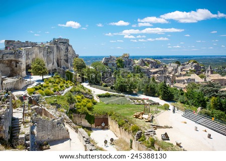 Castle Les Baux de-Provence, Provence, France on warm sunny day.