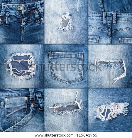 Set Of Textures Ripped Jeans