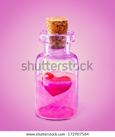 Red heart in the glass vessel Elixir of love Red heart in the glass vessel Elixir of love