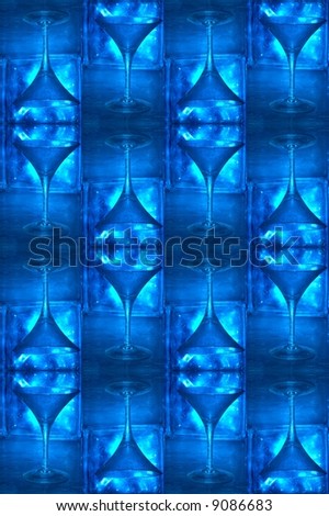 cool blue wallpaper: martini glass and glass blocks with crystal jack frost patterns