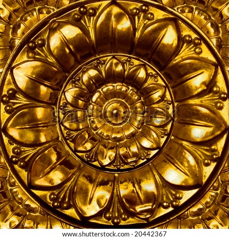 ornate vintage brass drawer pull flower pattern background