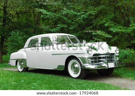 stock photo Retro wedding car