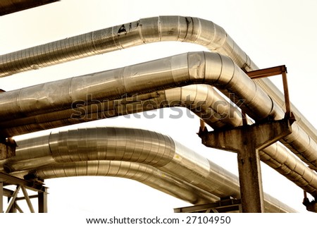 industrial pipelines against blue sky