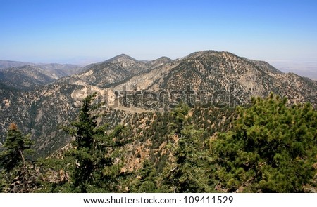 Panoramic view of the San Gabriel Mountains, California