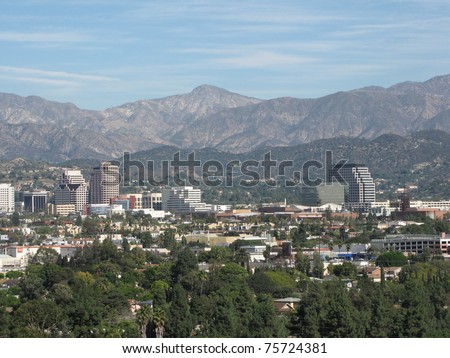 Strawberry Peak, San Gabriel Mountains and downtown Burbank from Griffith Park, Los Angeles, CA