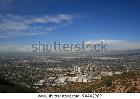 Panoramic view of L.A. from Burbank Peak, Hollywood Hills, CA