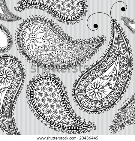 Black And White Paisley Background Stock Vector Illustration 20436445