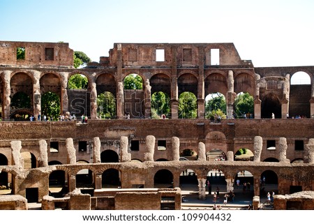 Photo of Roman Colosseum inside.