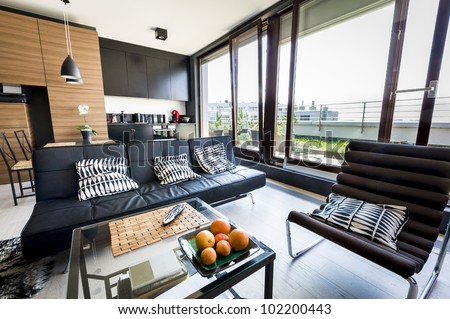 Modern Apartment Interior Design With Panoramic Window