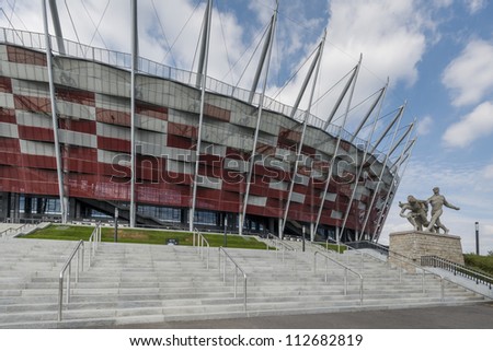 WARSAW, POLAND - SEPTEMBER 05: Entrance to National stadium, Warsaw, Poland. The stadium is the host for UEFA football Euro cup September 05, 2012.