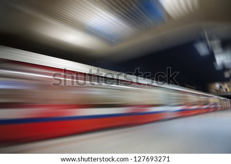 Abstract red wagon underground speed motion