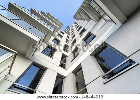 Modern Architecture Real Estate Detail With Blue Sky