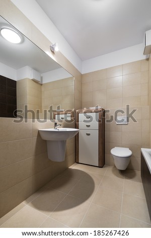 Modern bathroom interior with classic ceramic fixtures