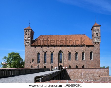 Entry way to old medieval castle in Lidzbark Warminski, Poland