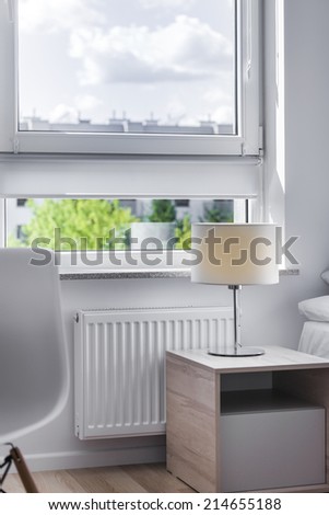 View from window in small, scandinavian style room