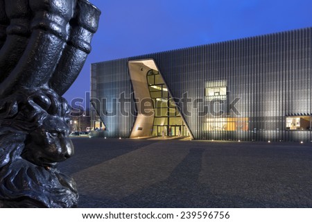 WARSAW, POLAND - DECEMBER 04, 2014: Museum of the History of Polish Jews, built in years 2009-2013, documents the millennial tradition of Jews in Poland.