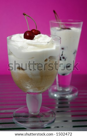 Ice cream with whipped cream dessert