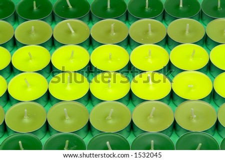 Grouping of green candles