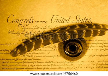 feather , inkwell and United States Constitution