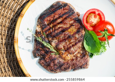 stages of cooking steak on the grill - ready piece of grilled steak with a grill in the background focus on different parts of the meat