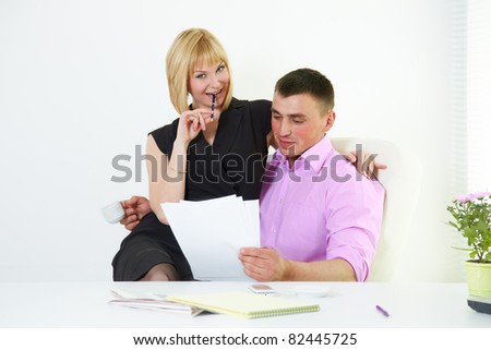 Office flirt with boss and secretary