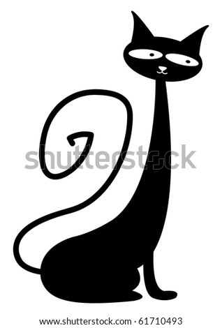 stock vector : Cute lordly cartoon black cat.