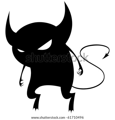 stock vector Spiteful black devil