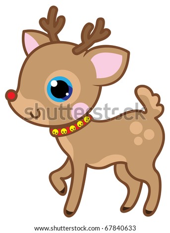 stock vector Cute kawaii Christmas deer
