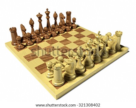 Chess board with chess pieces
