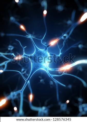 3d rendered illustration - nerve cell - stock photo