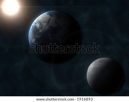 earth, moon and sun