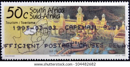 SOUTH AFRICA - CIRCA 1995: A stamp printed in RSA shows los city north west, (sun city), circa 1995