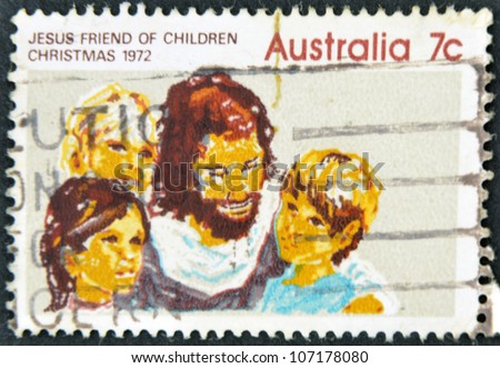 AUSTRALIA - CIRCA 1972: stamp printed in Australia, shows Jesus friend of Children, circa 1972