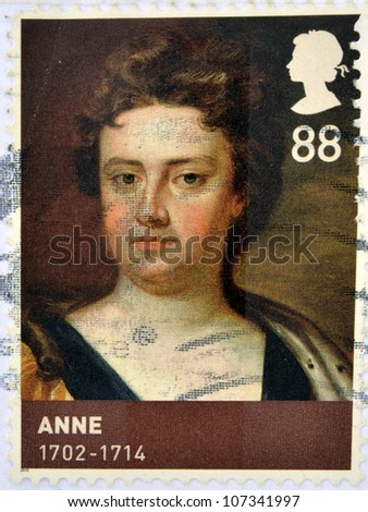 UNITED KINGDOM - CIRCA 2010: A stamp printed in Great Britain shows Anne, Queen of Great Britain, 1702 - 1714, circa 2010