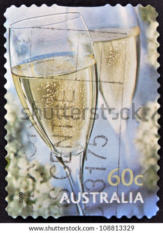 AUSTRALIA - CIRCA 2010: A stamp printed in Australia shows a two glasses of champagne, circa 2010