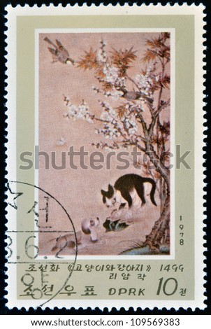  - stock-photo-dpr-korea-circa-a-stamp-printed-in-north-korea-shows-draw-by-artist-ame-lee-kitten-and-109569383