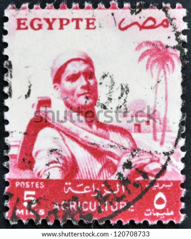 EGYPT - CIRCA 1958: A stamp printed in Egypt shows image of an agricultural worker, circa 1958