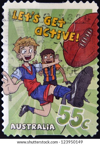 AUSTRALIA - CIRCA 2009: A stamp printed in Australia shows Australian Rules Football, \