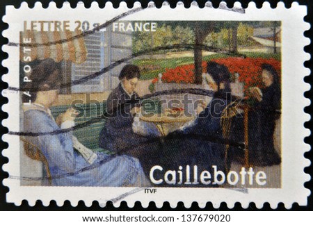 FRANCE - CIRCA 2006: A stamp printed in France shows Portrait in the country by Gustave Caillebotte, circa 2006