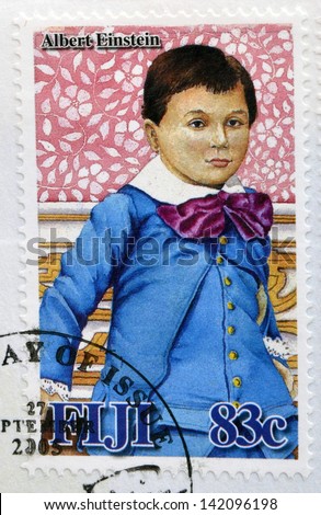 FIJI - CIRCA 2005: A stamp printed in Fiji Islands commemorating the centenary of Albert Einstein, circa 2005