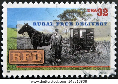 UNITED STATES OF AMERICA -CIRCA 1996: A stamp printed in USA shows Rural Free Delivery, Circa 1996