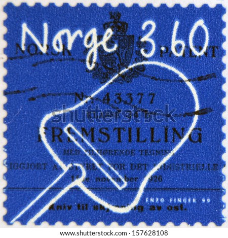 NORWAY - CIRCA 1999: A stamp printed in Norway shows Cheese slicer, circa 1999