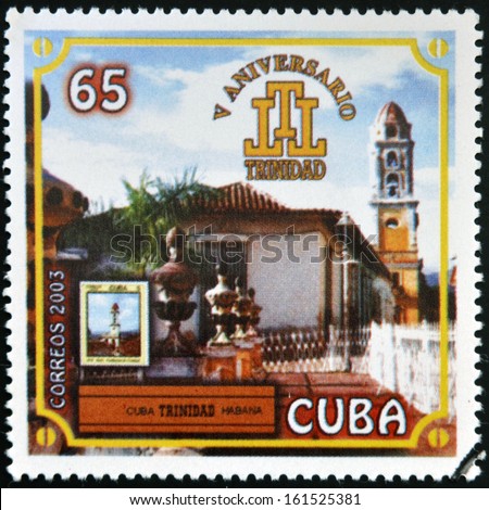CUBA - CIRCA 2003: A stamp printed in Cuba dedicated to the Cuban cigar industry shows Trinidad, circa 2003