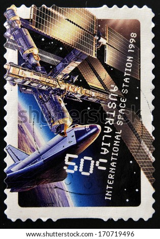 AUSTRALIA - CIRCA 2007: A stamp printed in Australia sshows international space station 1998, circa 2007