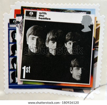 UNITED KINGDOM CIRCA 2007 a postage stamp printed in Great Britain showing an image of The Beatles With The Beatles album cover circa 2007 UNITED KINGDOM CIRCA 2007 a postage stamp printed in Great Britain showing an image of The Beatles With The Beatles album cover circa 2007