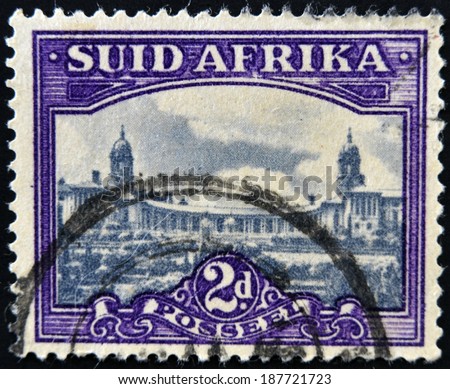 SOUTH AFRICA - CIRCA 1949: A stamp printed in South Africa shows Union Buildings, Pretoria, circa 1949