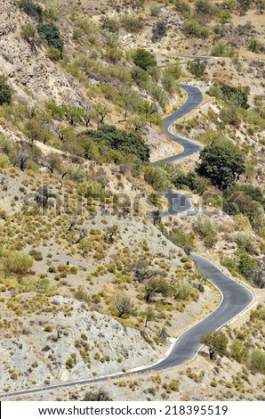 winding road in the Alpujarra, Spain