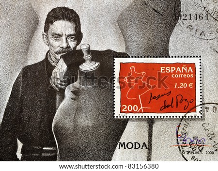 SPAIN - CIRCA 2000: A stamp printed in spain showing the famous Spanish designer Jesús del Pozo, circa 2000